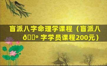 盲派八字命理学课程（盲派八 🐺 字学员课程200元）